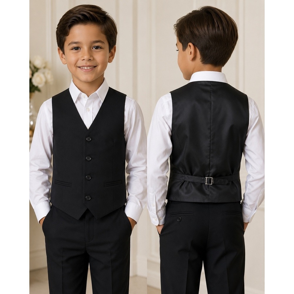 Calvin Klein Suit Vest Boys‎ Size M Black NEW Formal Wedding Waistcoat K823015